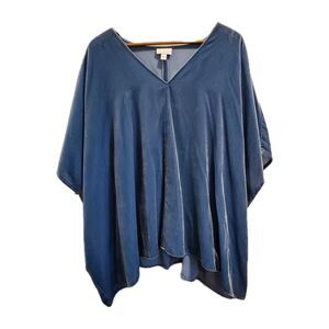 Pure Jill Elements by J Jill Velvet Seamed Draped Top Size 2x Azure Blue